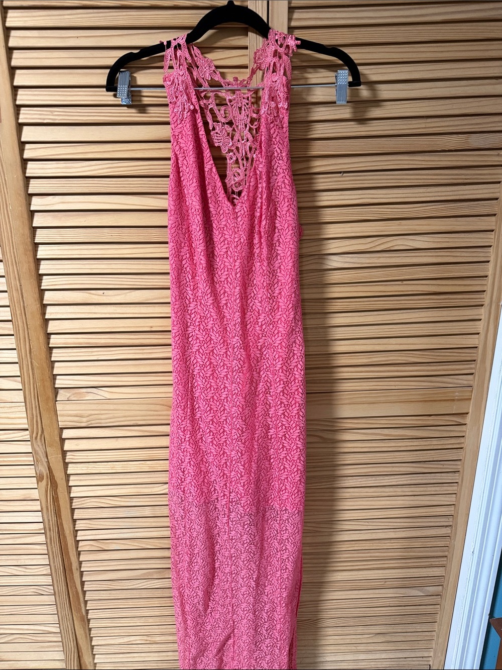 Nikibiki Pink Crochet-Back Maxi Dress